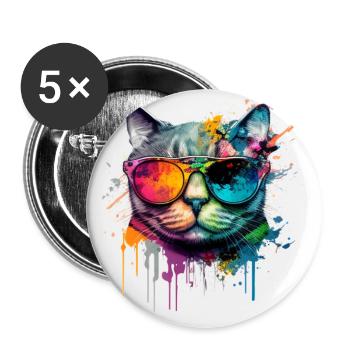 Cool Cheeky Graffiti Cat Maine Coon Persian - Buttons large 2.2''/56 mm (5-pack) - white - Front