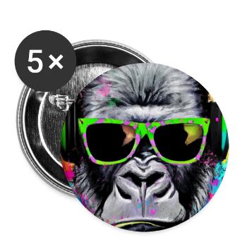Gorilla mit Kopfhörer und Sonnenbrille - Buttons groß 56 mm (5er Pack) - Weiß - Vorne
