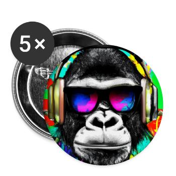 Gorilla mit Kopfhörer und Sonnenbrille - Buttons groß 56 mm (5er Pack) - Weiß - Vorne