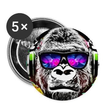Gorilla mit Kopfhörer und Sonnenbrille - Buttons groß 56 mm (5er Pack) - Weiß - Vorne