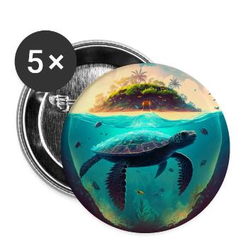 Die Hawaii Schildkröte - Buttons groß 56 mm (5er Pack) - Weiß - Vorne