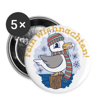 Lüttje Mööv Weihnachten Edition - Buttons groß 56 mm (5er Pack) - Weiß - Vorne