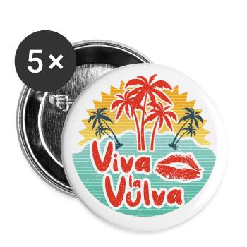 Viva la Vulva - Buttons groß 56 mm (5er Pack) - Weiß - Vorne