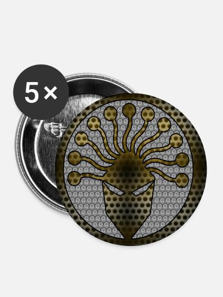 Underface - Gesicht_Eins - Kunst - Buttons groß 56 mm (5er Pack) - Weiß
