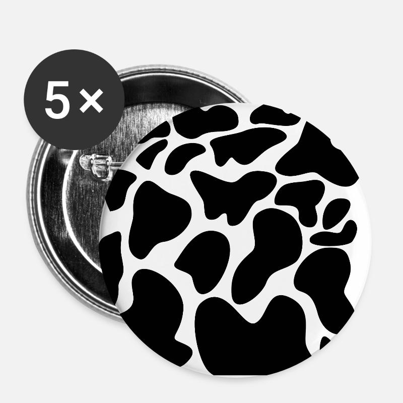 Cow Spots Pattern - Buttons large 2.2''/56 mm (5-pack) - white