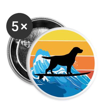 Labrador Retriever Dog Surfing Vintage Retro Sea - Buttons large 2.2''/56 mm (5-pack) - white - Front