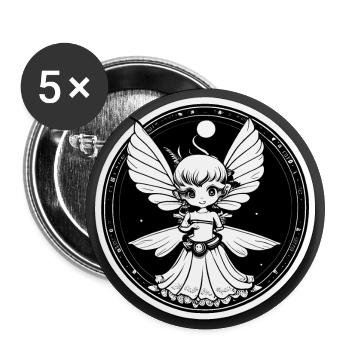 Mondschein Elfe Fee - Buttons groß 56 mm (5er Pack) - Weiß - Vorne