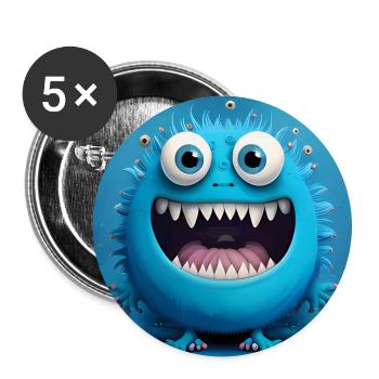 Cute Monster - Buttons large 2.2''/56 mm (5-pack) - white - Front