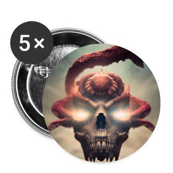Art sombre - Crâne volant - Lot de 5 grands badges (56 mm) - blanc - Devant