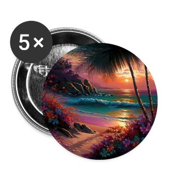 Colorful Tropical Island Beach Sunset Design - Buttons large 2.2''/56 mm (5-pack) - white - Front