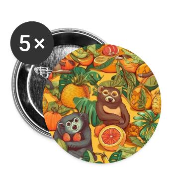 Exotic Fruit Pattern Animal Tropical Fruit Monkey - Buttons large 2.2''/56 mm (5-pack) - white - Front