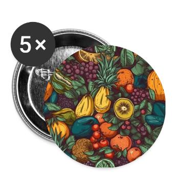 Tropisches Obst Exotisches Gemüse Geschenk Früchte - Buttons groß 56 mm (5er Pack) - Weiß - Vorne
