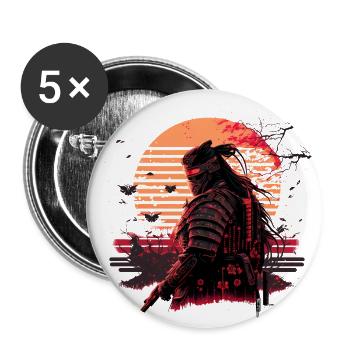 Samurai | Japan | Krieger | Kampf - Buttons groß 56 mm (5er Pack) - Weiß - Vorne
