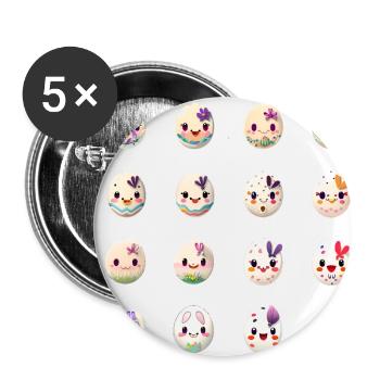 Oeuf de Pâques avec Visage Oeufs de Pâques Personnage - Lot de 5 grands badges (56 mm) - blanc - Devant