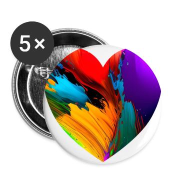 Heart with bright colors - Buttons large 2.2''/56 mm (5-pack) - white - Front