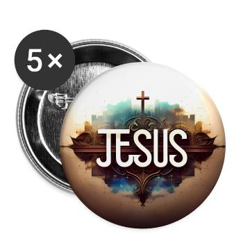 Jesus Christ of Nazareth Faith Bible Jesus - Buttons large 2.2''/56 mm (5-pack) - white - Front