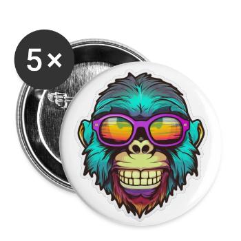 Psychedelischer Affe - Buttons groß 56 mm (5er Pack) - Weiß - Vorne