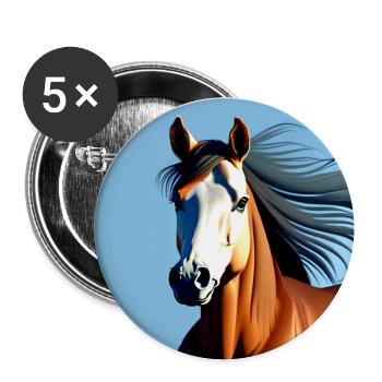 Galoppierendes braunes Sportpferd - Buttons groß 56 mm (5er Pack) - Weiß - Vorne
