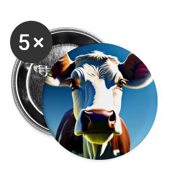 Brown and White Cow - Buttons large 2.2''/56 mm (5-pack) - white - Front
