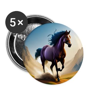Galoppierendes Pferd im Sand - Buttons groß 56 mm (5er Pack) - Weiß - Vorne
