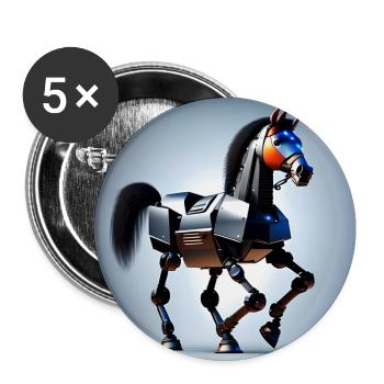 Robot Cheval Version 2 - Lot de 5 grands badges (56 mm) - blanc - Devant