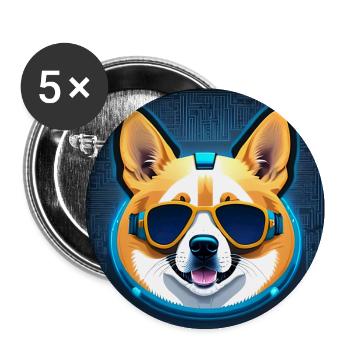 Cooler Corgi - Buttons groß 56 mm (5er Pack) - Weiß - Vorne