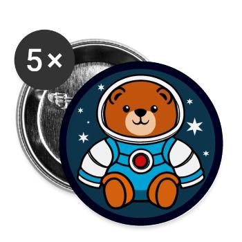 Nounours astronaute - Lot de 5 grands badges (56 mm) - blanc - Devant