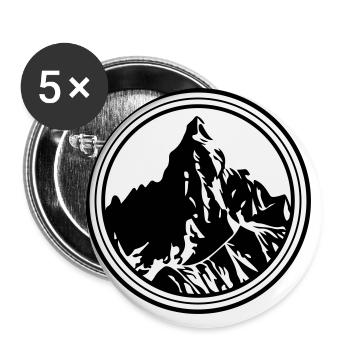 Berge Symbol Silhouette Kreis - Buttons groß 56 mm (5er Pack) - Weiß - Vorne