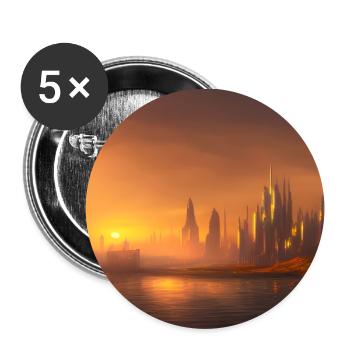 City skyline across the water at sunset - Buttons large 2.2''/56 mm (5-pack) - white - Front