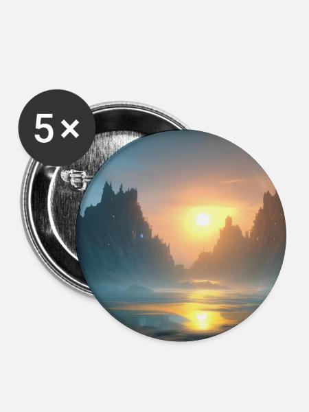 Sunset over the bay - Buttons groß 56 mm (5er Pack) - Weiß