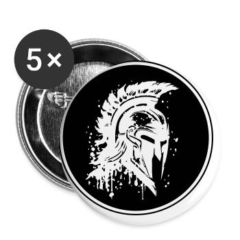 Spartaner Helm Gladiator Symbol - Buttons groß 56 mm (5er Pack) - Weiß - Vorne