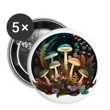 Magic Mushrooms - Magic Mushrooms Nature - Buttons large 2.2''/56 mm (5-pack) - white - Front