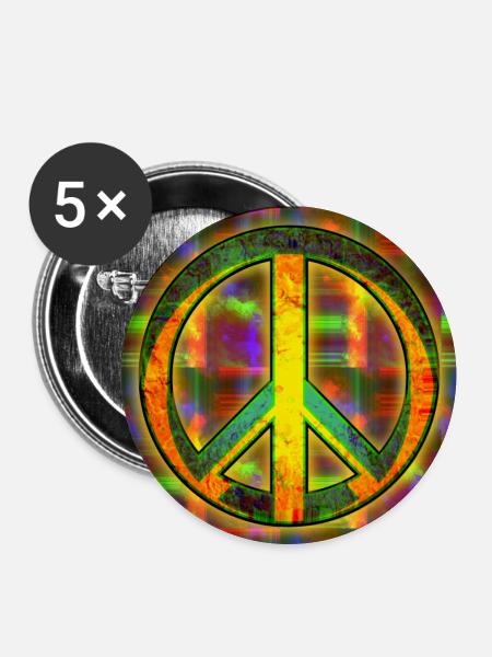 Peace [Zeichen] - Buttons groß 56 mm (5er Pack) - Weiß