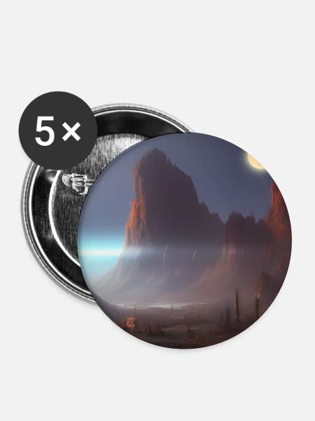 City on the moon - Buttons large 2.2''/56 mm (5-pack) - white