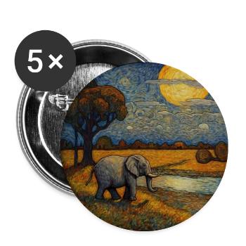 Elephant walks at night - Buttons large 2.2''/56 mm (5-pack) - white - Front
