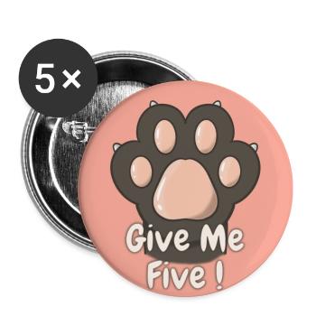 Give Me Five Katzenpfote Dunkelgrau - Buttons groß 56 mm (5er Pack) - Weiß - Vorne