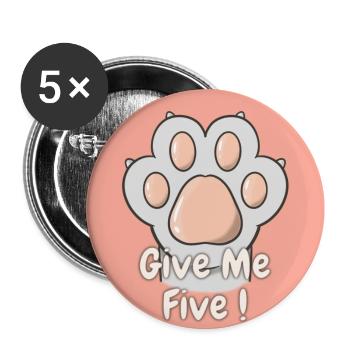 Gib mir fünf hellgraue Katzenpfoten - Buttons groß 56 mm (5er Pack) - Weiß - Vorne