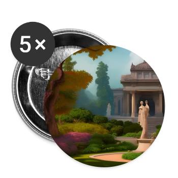 Jardins avec statue - Lot de 5 grands badges (56 mm) - blanc - Devant