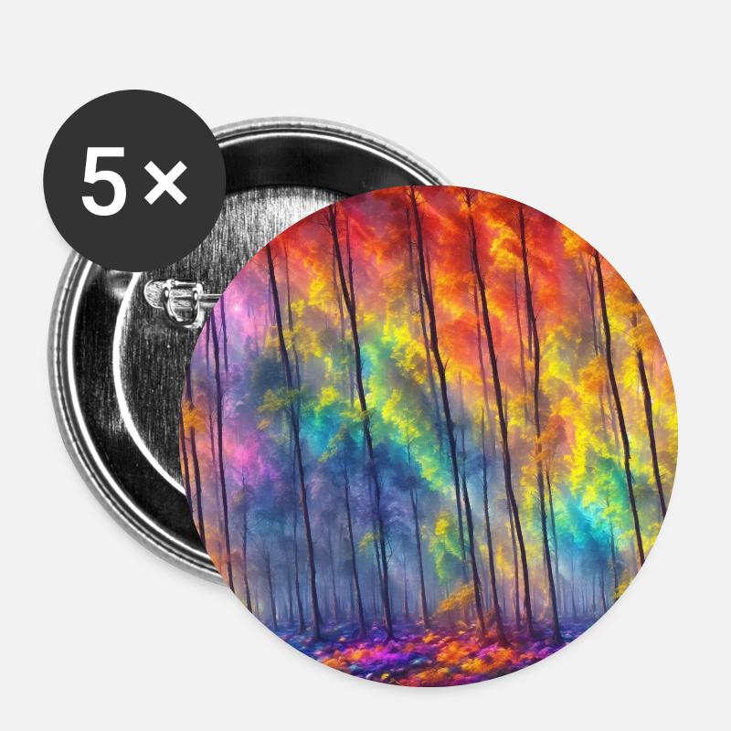 A technicolor forest - Buttons groß 56 mm (5er Pack) - Weiß