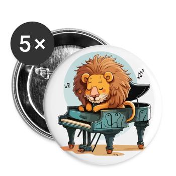 Musikalischer Löwe - Buttons groß 56 mm (5er Pack) - Weiß - Vorne