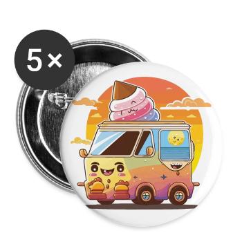 Des friandises fraîches sur le pouce - Lot de 5 grands badges (56 mm) - blanc - Devant