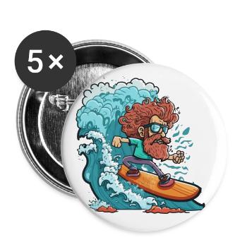Surfer sur les géants - Lot de 5 grands badges (56 mm) - blanc - Devant