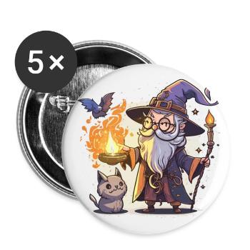 Wizard and Familiar - Buttons large 2.2''/56 mm (5-pack) - white - Front