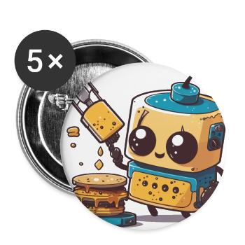 Robo-Chef - Buttons groß 56 mm (5er Pack) - Weiß - Vorne
