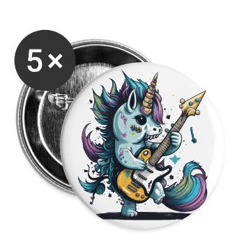 Rockin Unicorn - Buttons large 2.2''/56 mm (5-pack) - white - Front