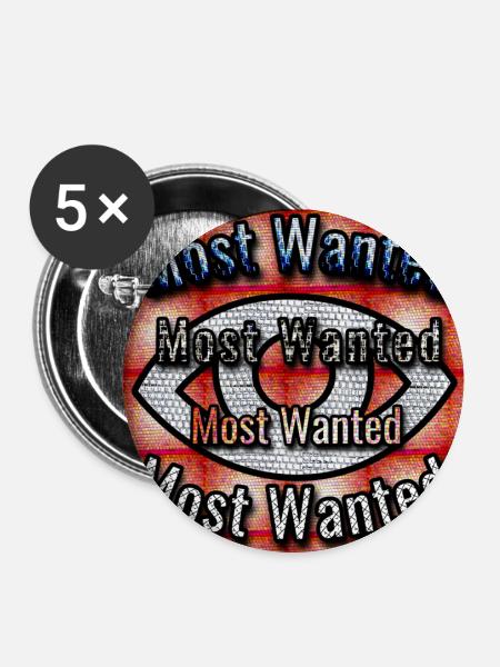 Most Wanted - Buttons groß 56 mm (5er Pack) - Weiß