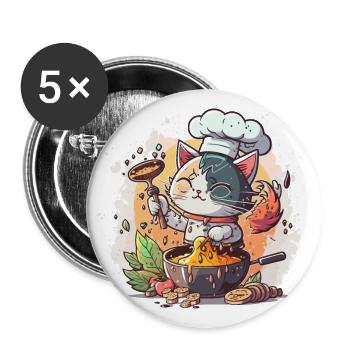 Gourmet Feline - Buttons large 2.2''/56 mm (5-pack) - white - Front