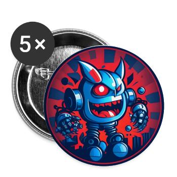 Böser Roboter Serie 02 - Buttons groß 56 mm (5er Pack) - Weiß - Vorne