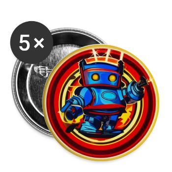 Böser Roboter Serie 006 - Buttons groß 56 mm (5er Pack) - Weiß - Vorne