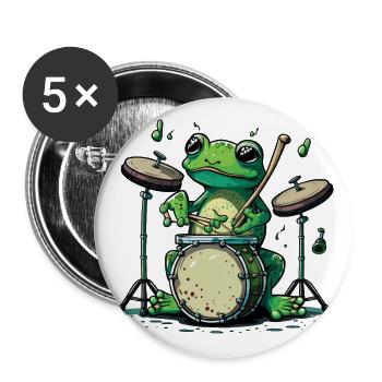 Rhythmischer Frosch - Buttons groß 56 mm (5er Pack) - Weiß - Vorne